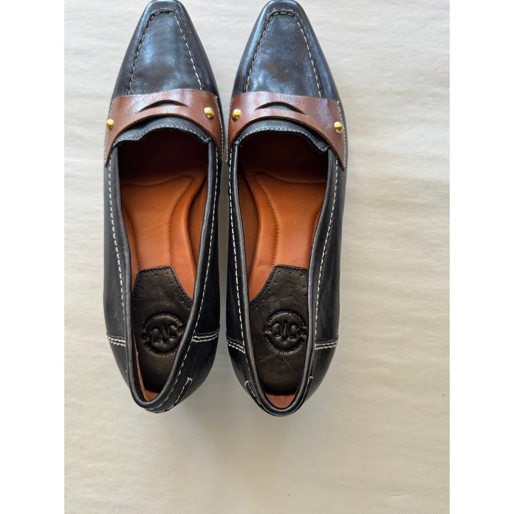 Johnston & Murphy Womens Black Brown Leather Penny Loafer Block Heel Pumps 8.5 M - Picture 3 of 11